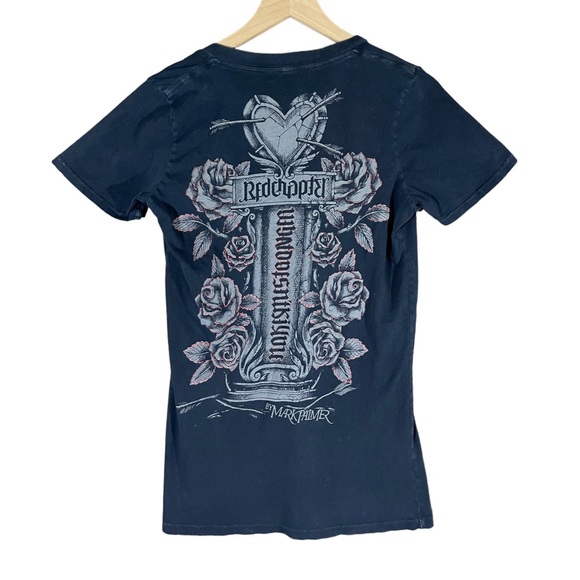 Womens Red chapter By Mark Palmer Shirt size XL Black Y2K Grunge - Picture 2 of 7